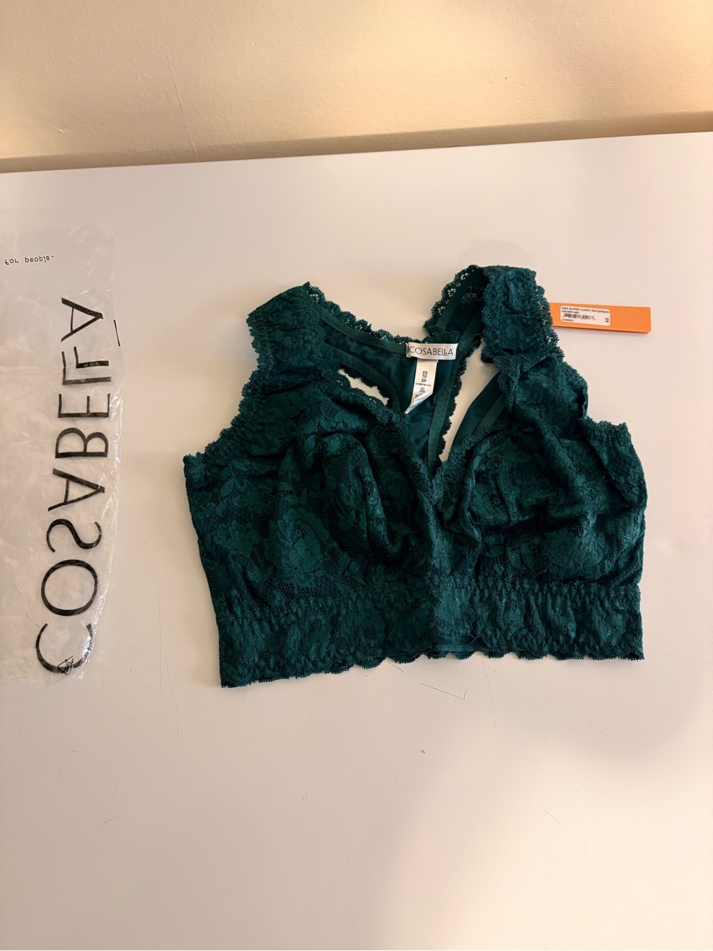 Cosabella XS SUPER CURVY DISCONTINUED dark green Never say never lace bralette